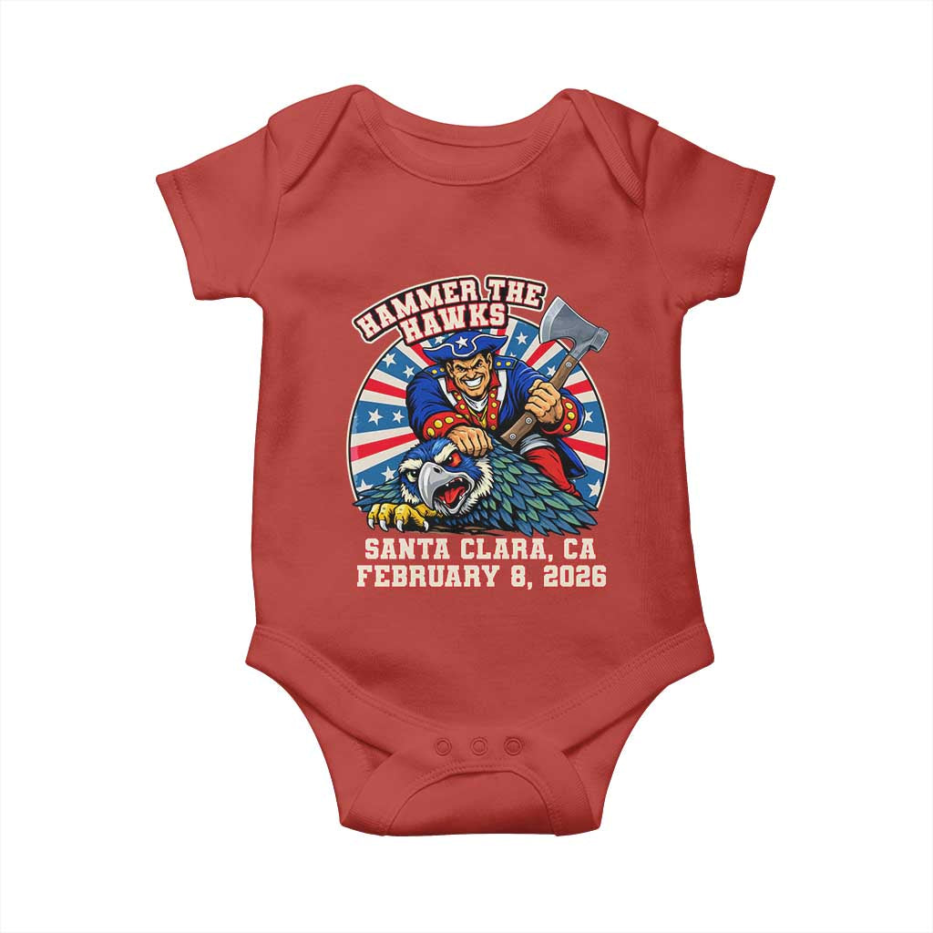 Funny Football Rivarly Baby Onesie Hammer The Hawk New England Minutemen Championship TS11 Red Print Your Wear