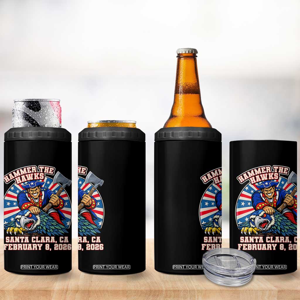 Funny Football Rivarly 4 in 1 Can Cooler Tumbler Hammer The Hawk New England Minutemen Championship TS11 Print Your Wear