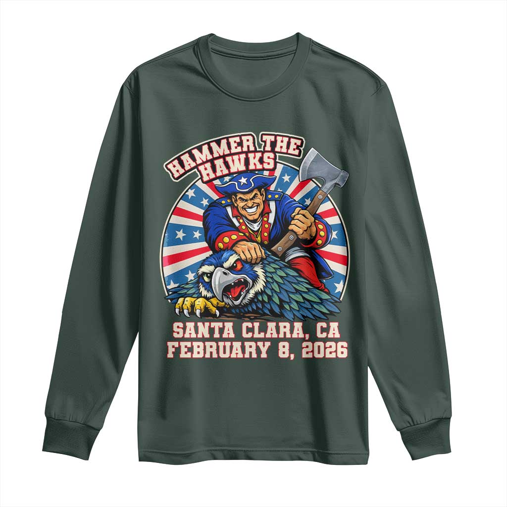 Funny Football Rivarly Long Sleeve Shirt Hammer The Hawk New England Minutemen Championship TS11 Dark Forest Green Print Your Wear
