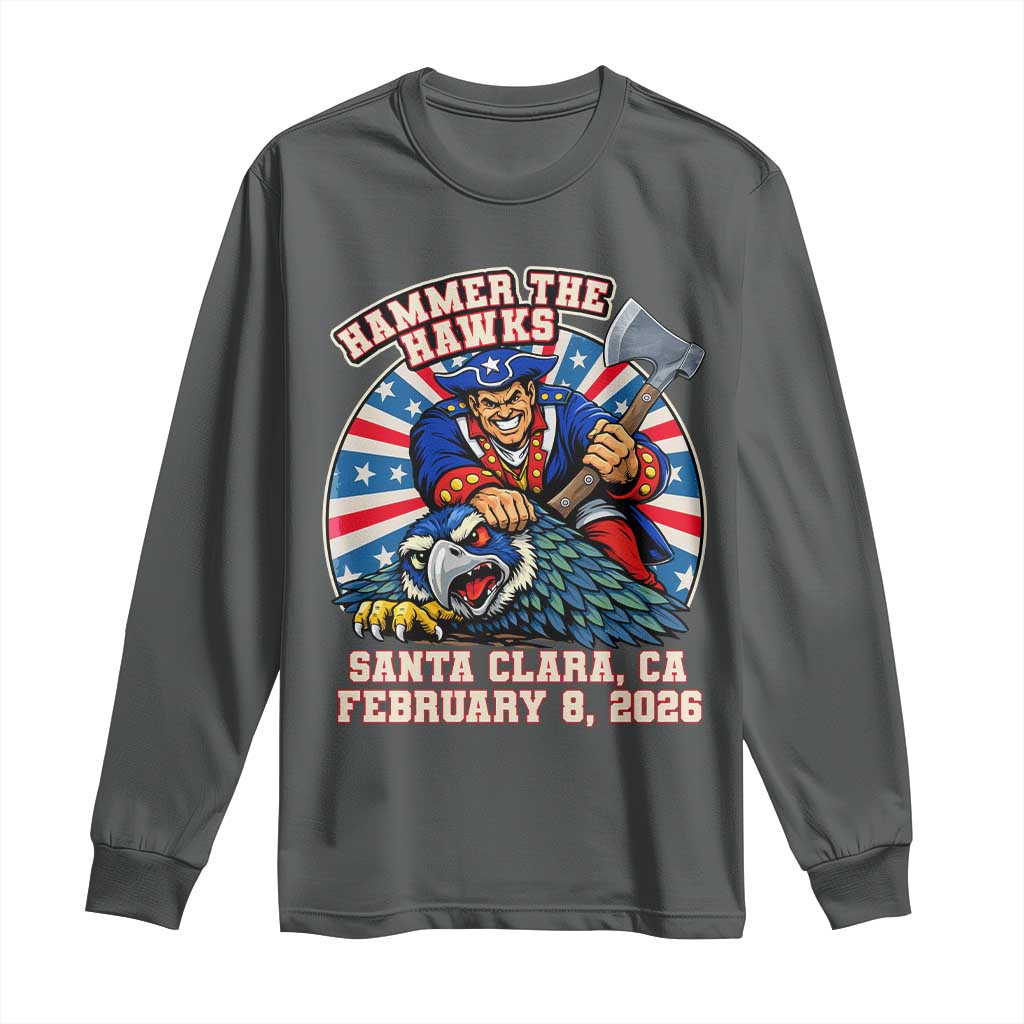 Funny Football Rivarly Long Sleeve Shirt Hammer The Hawk New England Minutemen Championship TS11 Dark Heather Print Your Wear