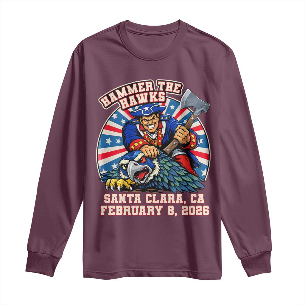 Funny Football Rivarly Long Sleeve Shirt Hammer The Hawk New England Minutemen Championship TS11 Maroon Print Your Wear