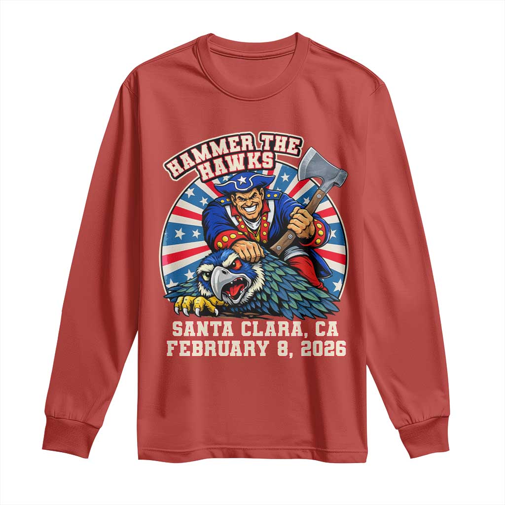 Funny Football Rivarly Long Sleeve Shirt Hammer The Hawk New England Minutemen Championship TS11 Red Print Your Wear