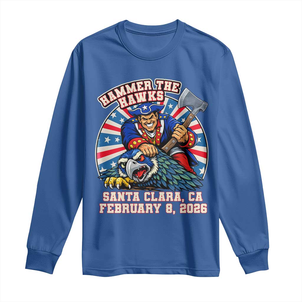 Funny Football Rivarly Long Sleeve Shirt Hammer The Hawk New England Minutemen Championship TS11 Royal Blue Print Your Wear