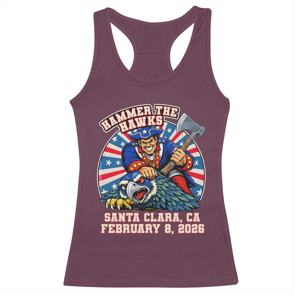 Funny Football Rivarly Racerback Tank Top Hammer The Hawk New England Minutemen Championship TS11 Maroon Print Your Wear