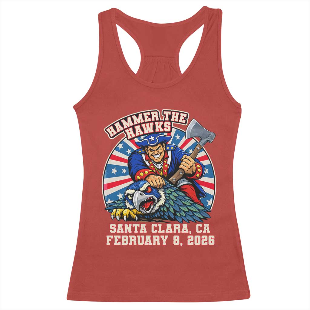 Funny Football Rivarly Racerback Tank Top Hammer The Hawk New England Minutemen Championship TS11 Red Print Your Wear