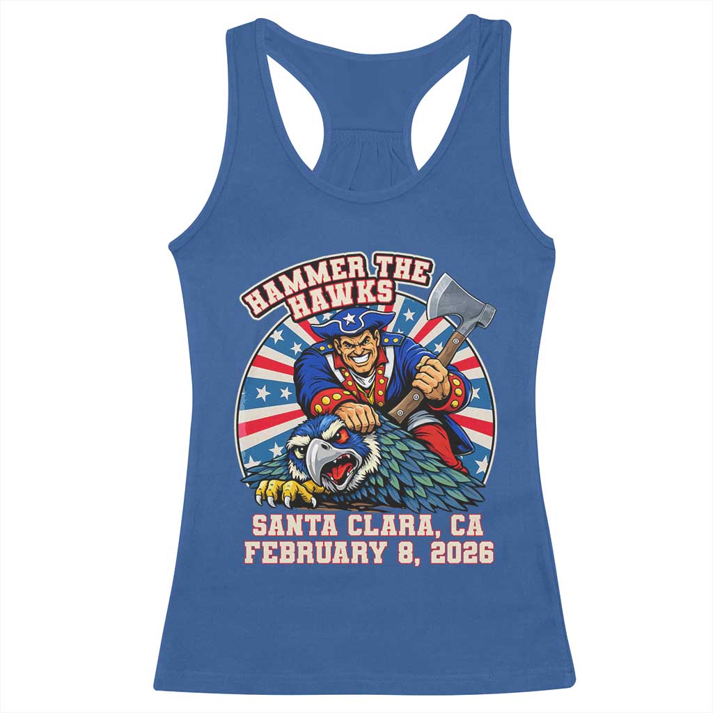 Funny Football Rivarly Racerback Tank Top Hammer The Hawk New England Minutemen Championship TS11 Royal Blue Print Your Wear