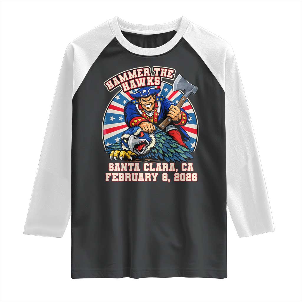 Funny Football Rivarly Raglan Shirt Hammer The Hawk New England Minutemen Championship TS11 Black White Print Your Wear