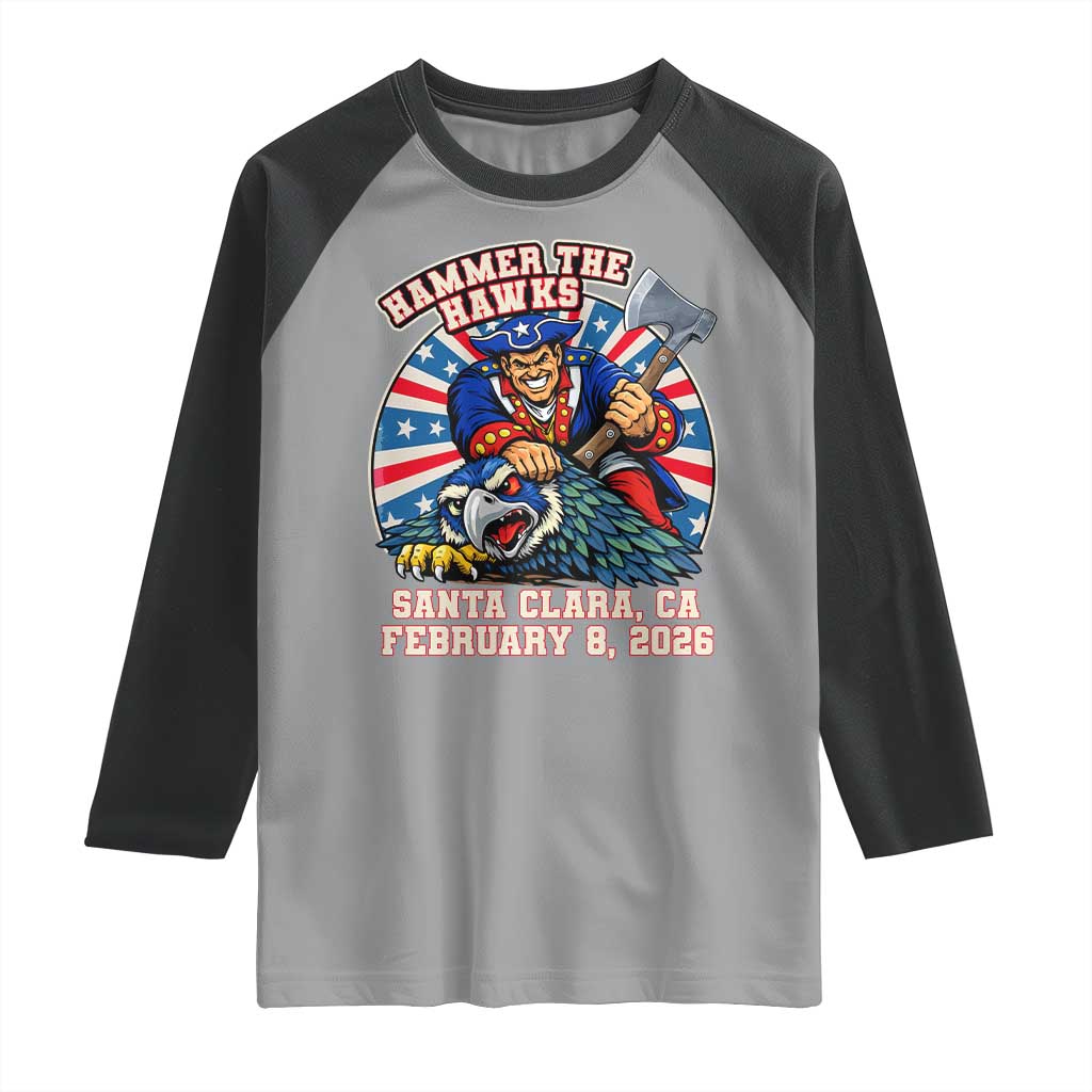 Funny Football Rivarly Raglan Shirt Hammer The Hawk New England Minutemen Championship TS11 Sport Gray Black Print Your Wear