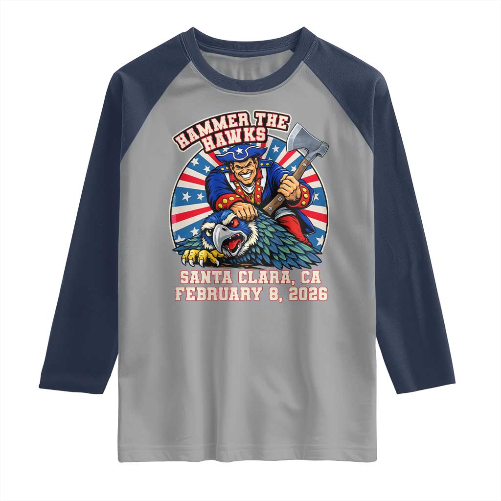 Funny Football Rivarly Raglan Shirt Hammer The Hawk New England Minutemen Championship TS11 Sport Gray Navy Print Your Wear
