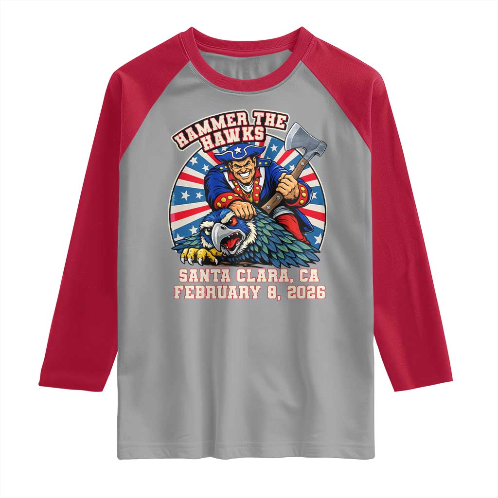 Funny Football Rivarly Raglan Shirt Hammer The Hawk New England Minutemen Championship TS11 Sport Gray Red Print Your Wear