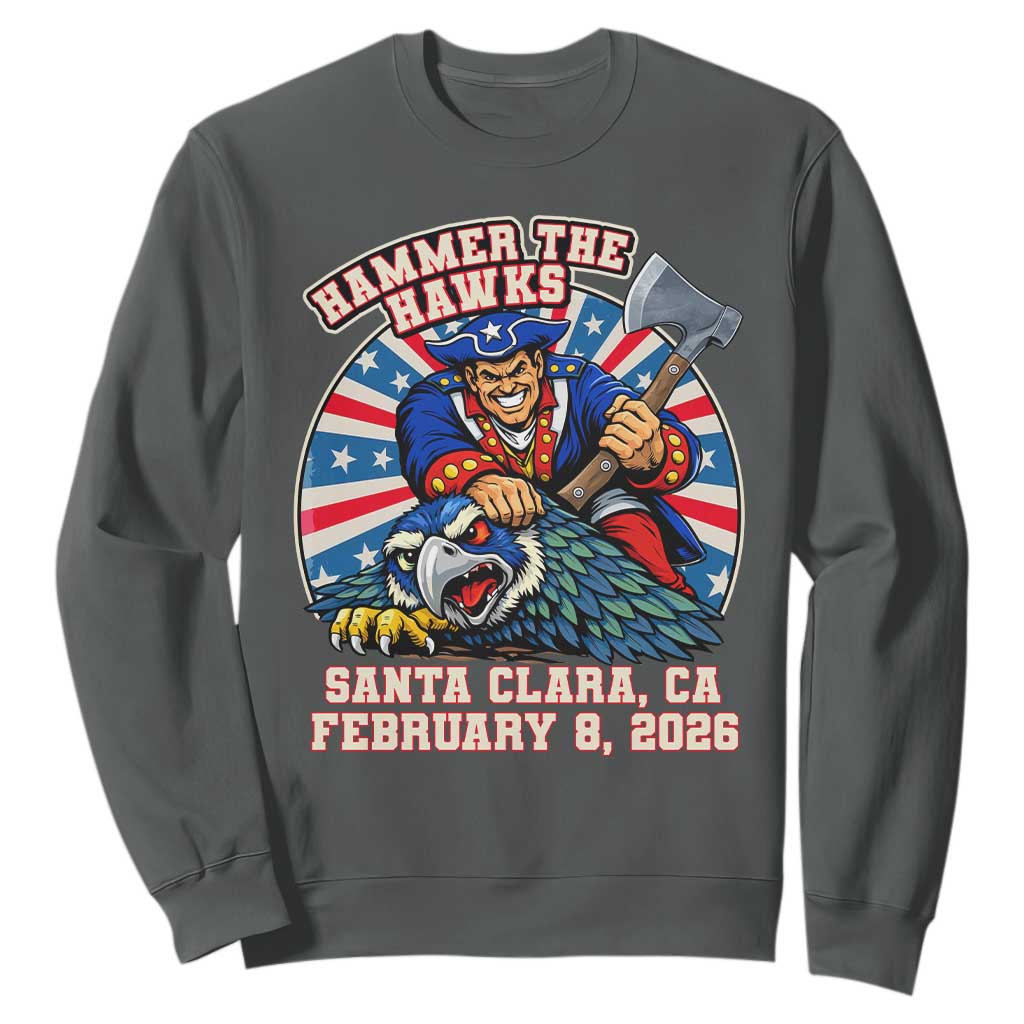 Funny Football Rivarly Sweatshirt Hammer The Hawk New England Minutemen Championship TS11 Dark Heather Print Your Wear