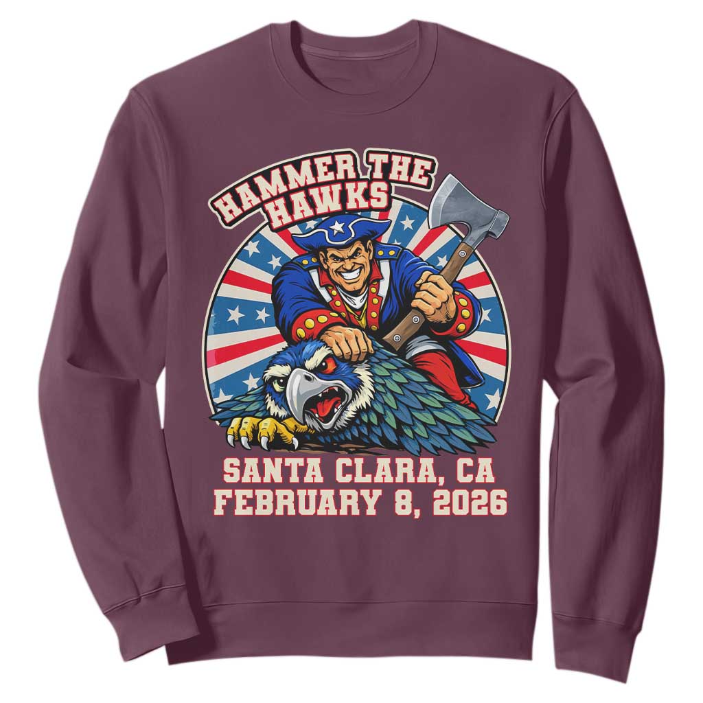 Funny Football Rivarly Sweatshirt Hammer The Hawk New England Minutemen Championship TS11 Maroon Print Your Wear