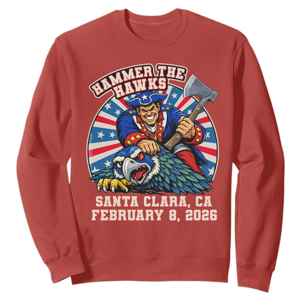 Funny Football Rivarly Sweatshirt Hammer The Hawk New England Minutemen Championship TS11 Red Print Your Wear