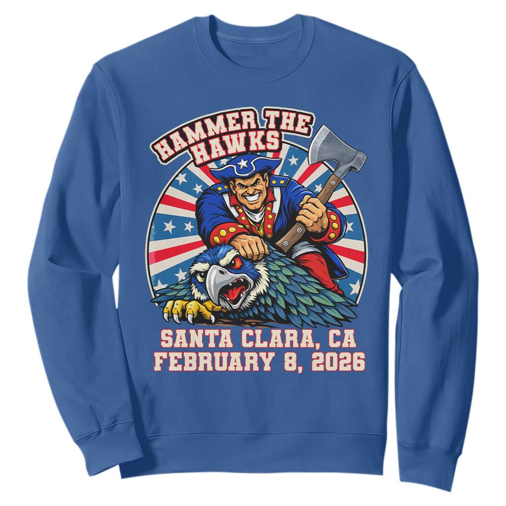 Funny Football Rivarly Sweatshirt Hammer The Hawk New England Minutemen Championship TS11 Royal Blue Print Your Wear