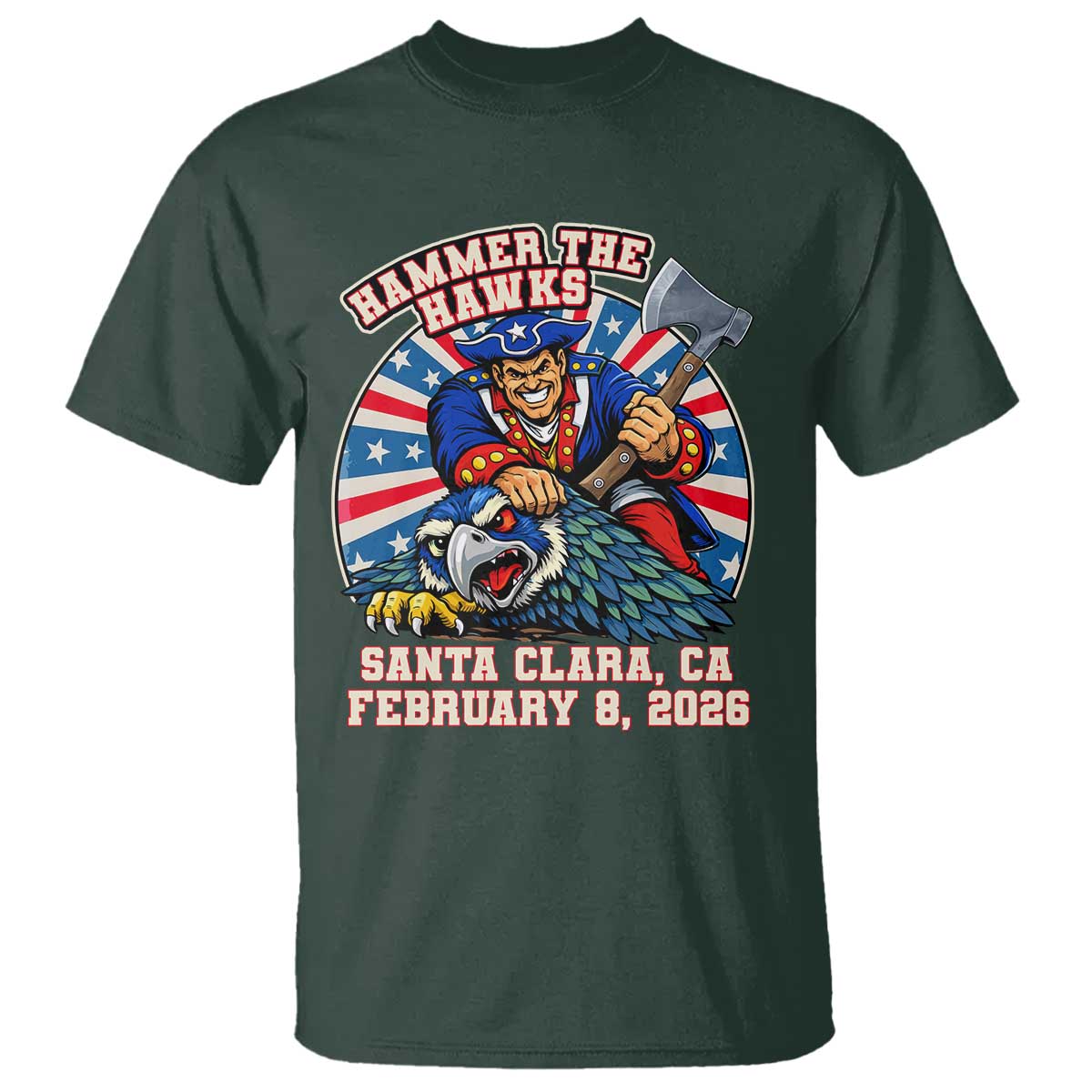 Funny Football Rivarly T Shirt Hammer The Hawk New England Minutemen Championship TS11 Dark Forest Green Print Your Wear
