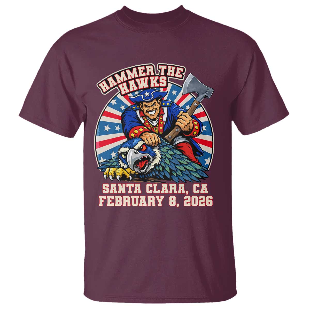 Funny Football Rivarly T Shirt Hammer The Hawk New England Minutemen Championship TS11 Maroon Print Your Wear