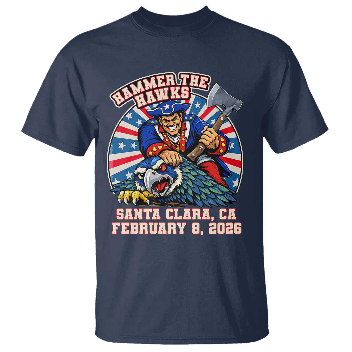 Funny Football Rivarly T Shirt Hammer The Hawk New England Minutemen Championship TS11 Navy Print Your Wear