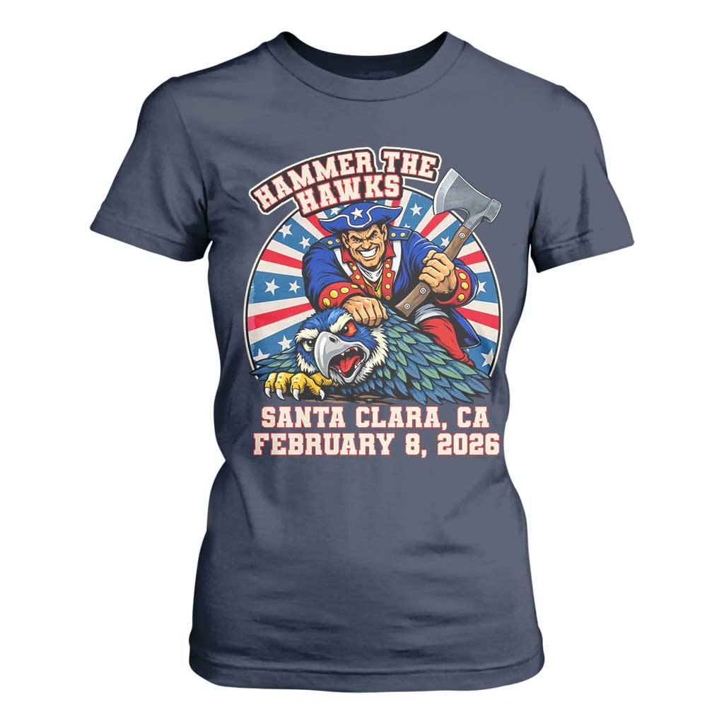 Funny Football Rivarly T Shirt For Women Hammer The Hawk New England Minutemen Championship TS11 Navy Print Your Wear