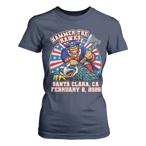 Funny Football Rivarly T Shirt For Women Hammer The Hawk New England Minutemen Championship TS11 Navy Print Your Wear