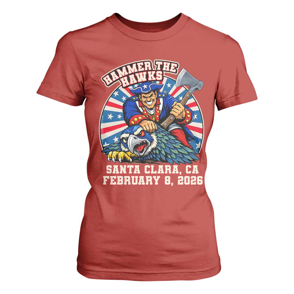 Funny Football Rivarly T Shirt For Women Hammer The Hawk New England Minutemen Championship TS11 Red Print Your Wear