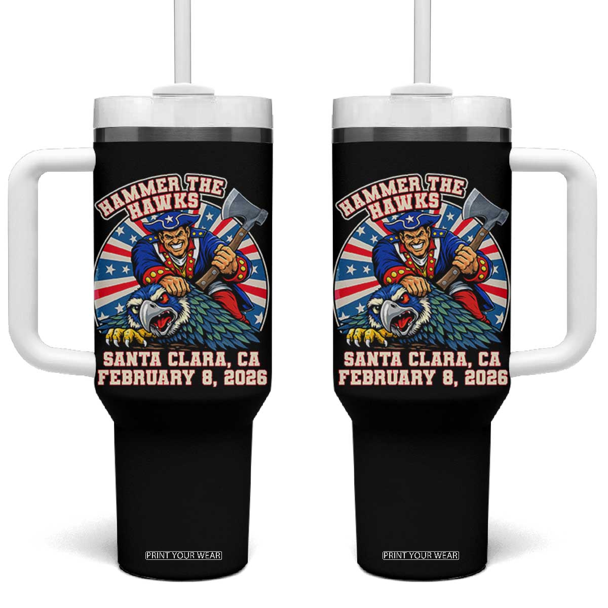 Funny Football Rivarly Tumbler With Handle Hammer The Hawk New England Minutemen Championship TS11 One Size: 40 oz Black Print Your Wear