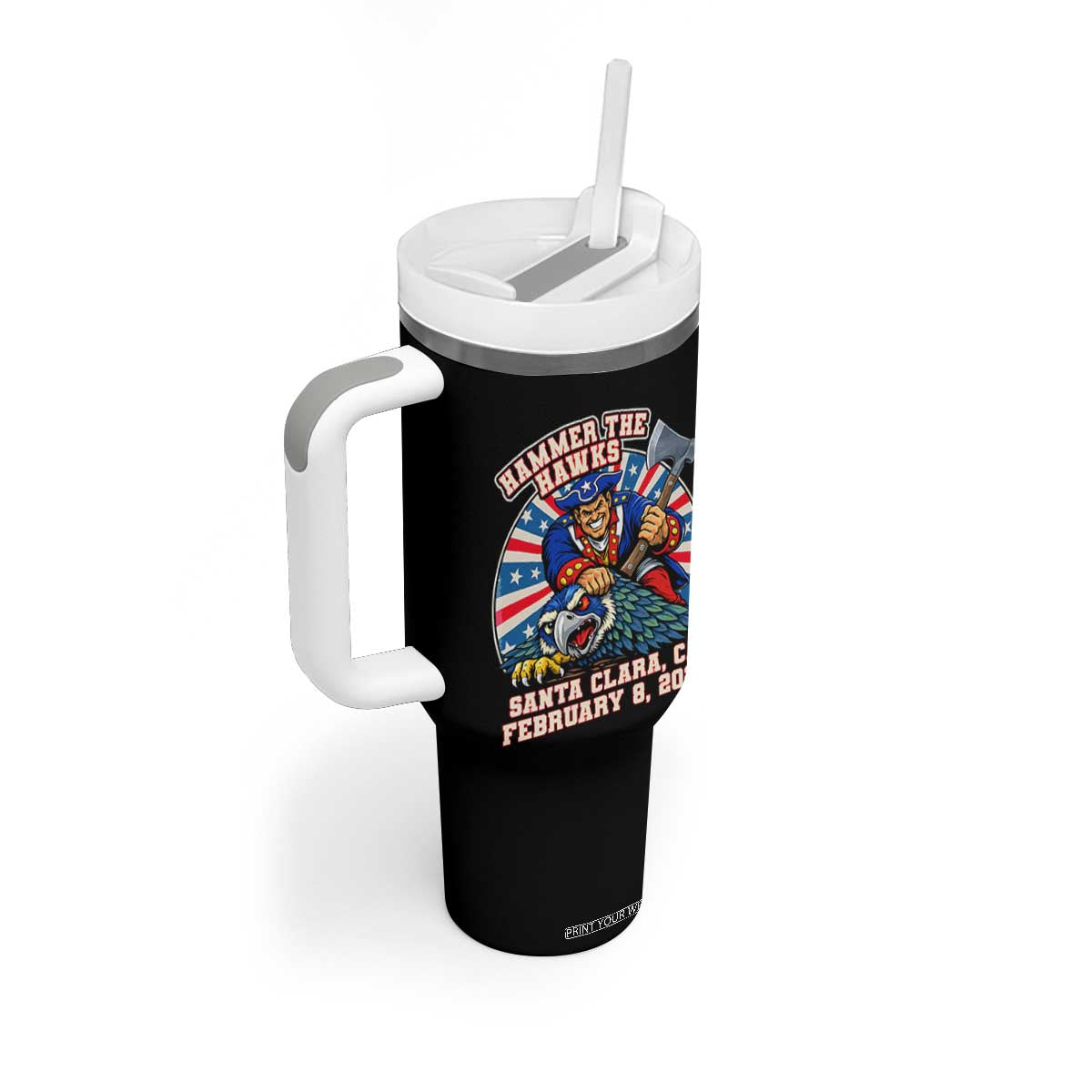 Funny Football Rivarly Tumbler With Handle Hammer The Hawk New England Minutemen Championship TS11 Print Your Wear