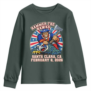 Funny Football Rivarly Youth Sweatshirt Hammer The Hawk New England Minutemen Championship TS11 Dark Forest Green Print Your Wear