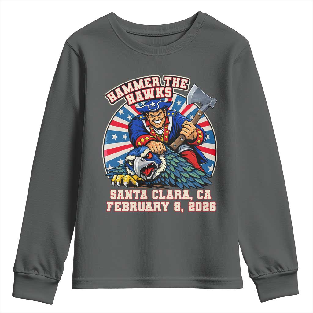 Funny Football Rivarly Youth Sweatshirt Hammer The Hawk New England Minutemen Championship TS11 Dark Heather Print Your Wear