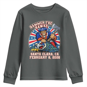 Funny Football Rivarly Youth Sweatshirt Hammer The Hawk New England Minutemen Championship TS11 Dark Heather Print Your Wear