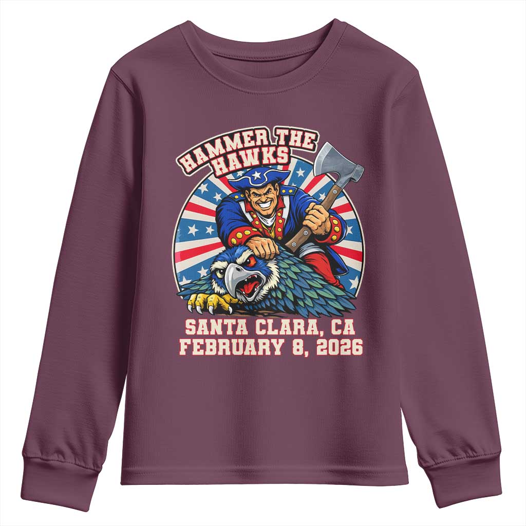 Funny Football Rivarly Youth Sweatshirt Hammer The Hawk New England Minutemen Championship TS11 Maroon Print Your Wear