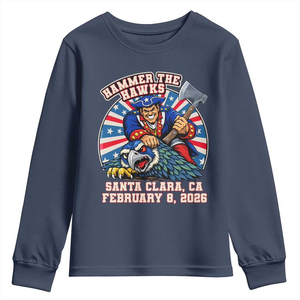 Funny Football Rivarly Youth Sweatshirt Hammer The Hawk New England Minutemen Championship TS11 Navy Print Your Wear