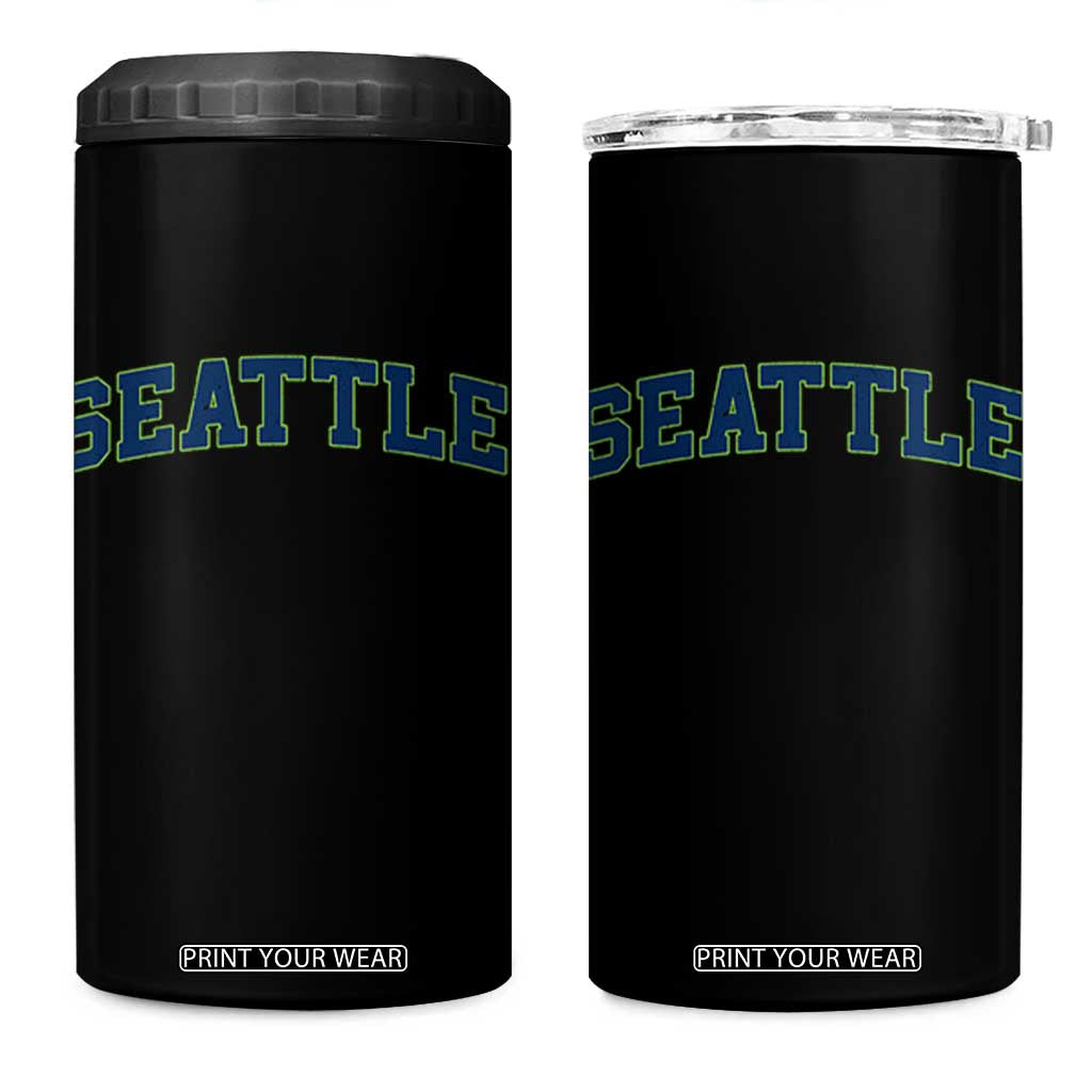 Seattle Fan 4 in 1 Can Cooler Tumbler Vintage Athletic Sports City Game Day TS11 One Size: 16 oz Black Print Your Wear