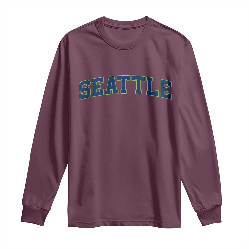 Seattle Fan Long Sleeve Shirt Vintage Athletic Sports City Game Day TS11 Maroon Print Your Wear