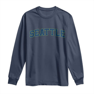 Seattle Fan Long Sleeve Shirt Vintage Athletic Sports City Game Day TS11 Navy Print Your Wear