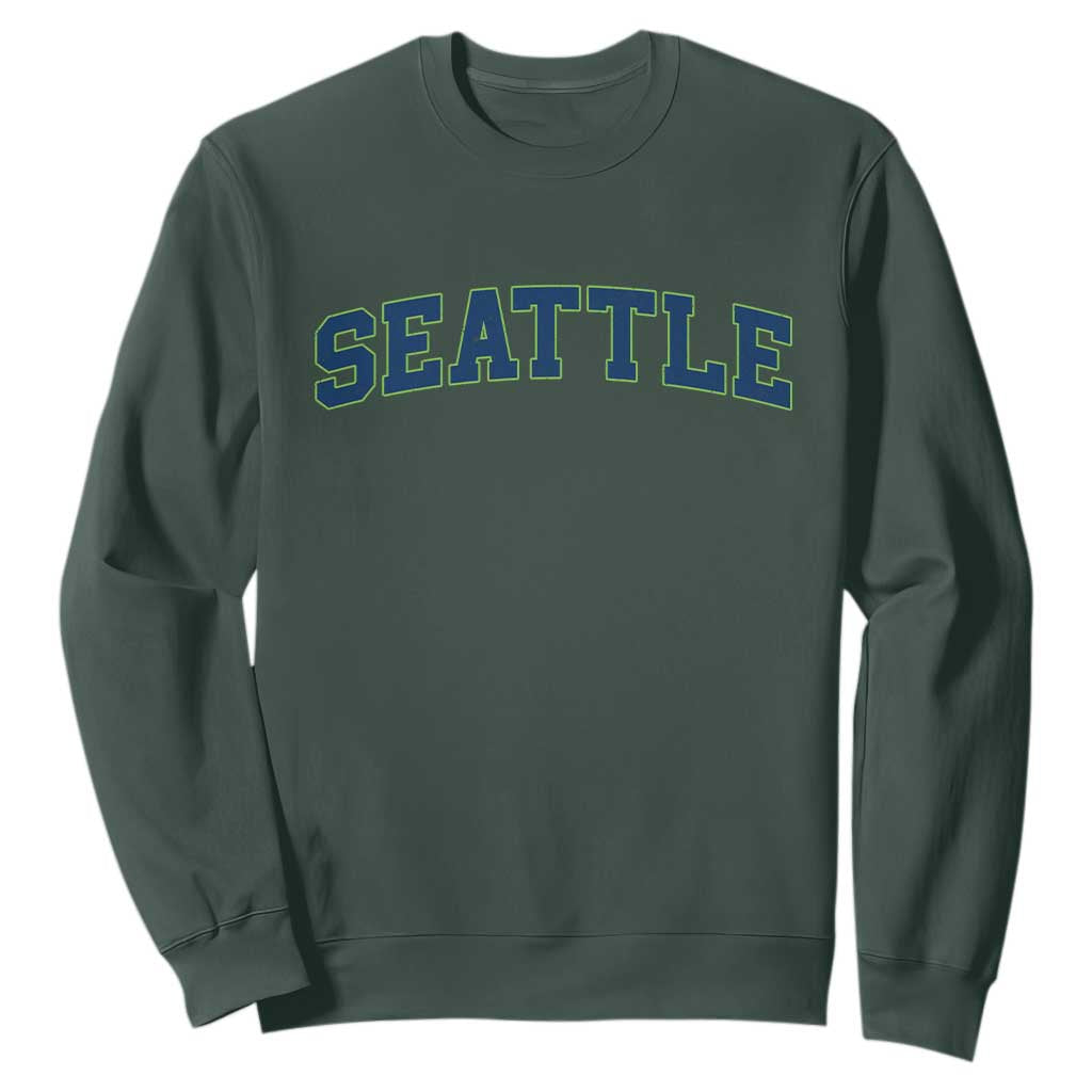 Seattle Fan Sweatshirt Vintage Athletic Sports City Game Day TS11 Dark Forest Green Print Your Wear
