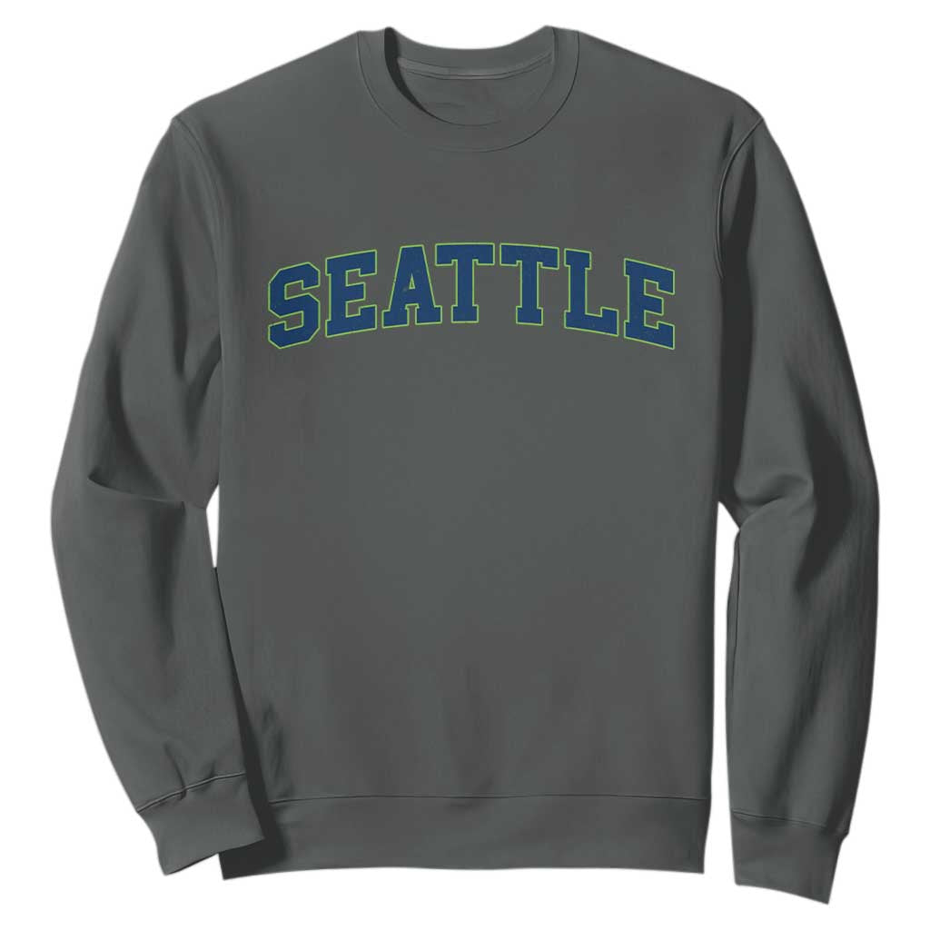 Seattle Fan Sweatshirt Vintage Athletic Sports City Game Day TS11 Dark Heather Print Your Wear