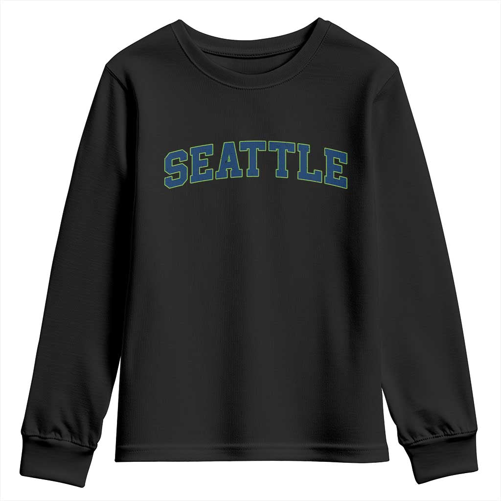 Seattle Fan Youth Sweatshirt Vintage Athletic Sports City Game Day TS11 Black Print Your Wear