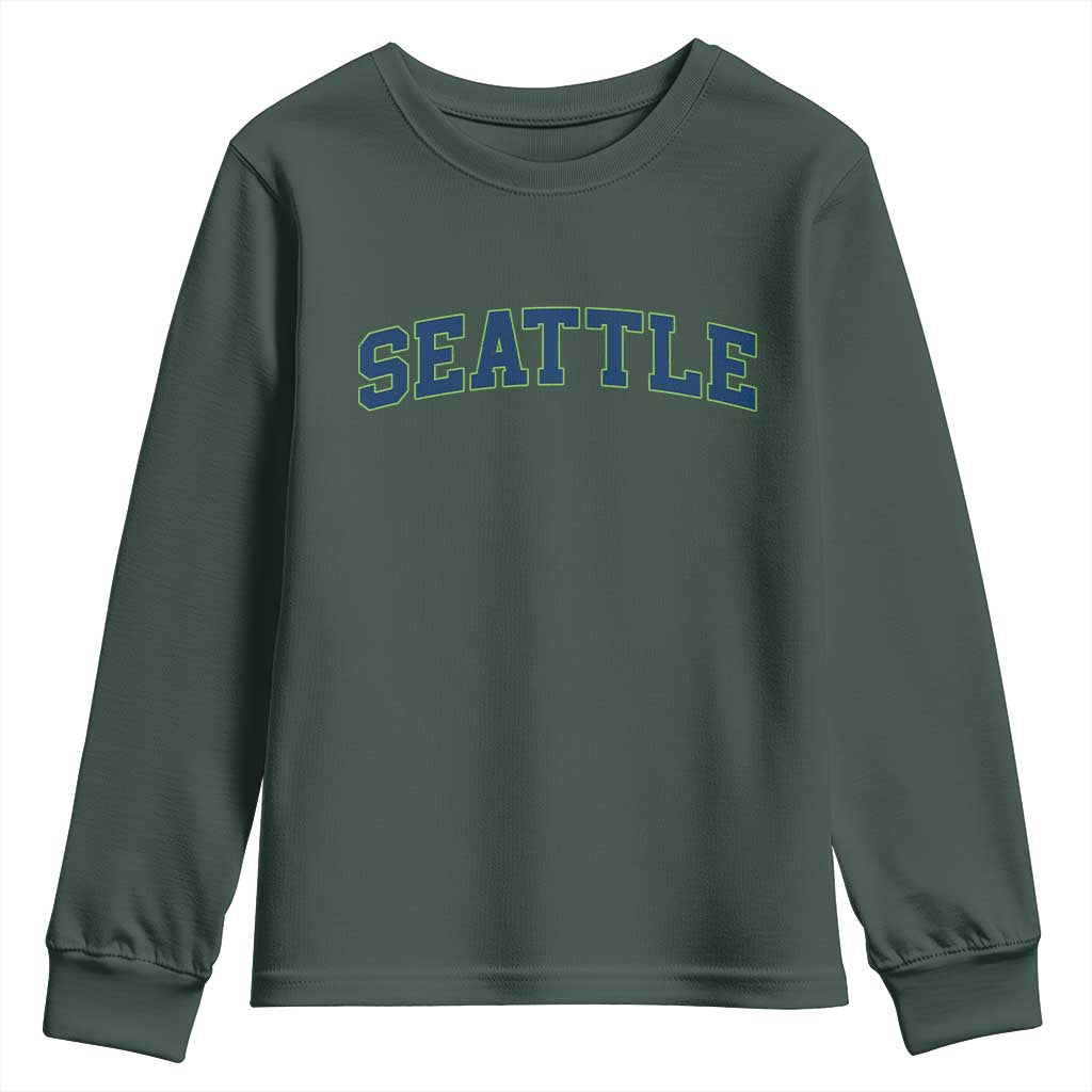 Seattle Fan Youth Sweatshirt Vintage Athletic Sports City Game Day TS11 Dark Forest Green Print Your Wear