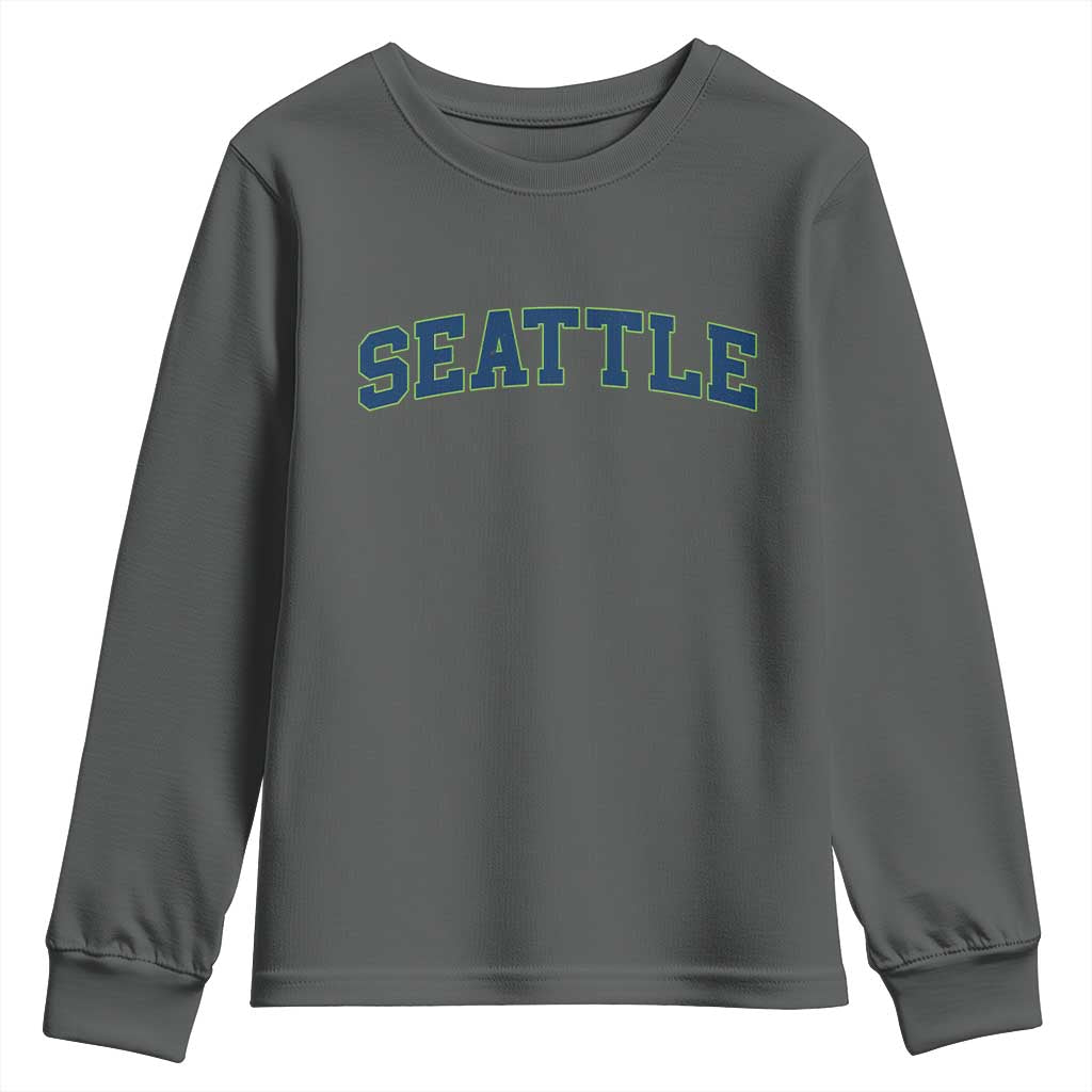 Seattle Fan Youth Sweatshirt Vintage Athletic Sports City Game Day TS11 Dark Heather Print Your Wear