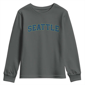 Seattle Fan Youth Sweatshirt Vintage Athletic Sports City Game Day TS11 Dark Heather Print Your Wear