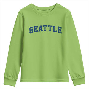 Seattle Fan Youth Sweatshirt Vintage Athletic Sports City Game Day TS11 Lime Print Your Wear
