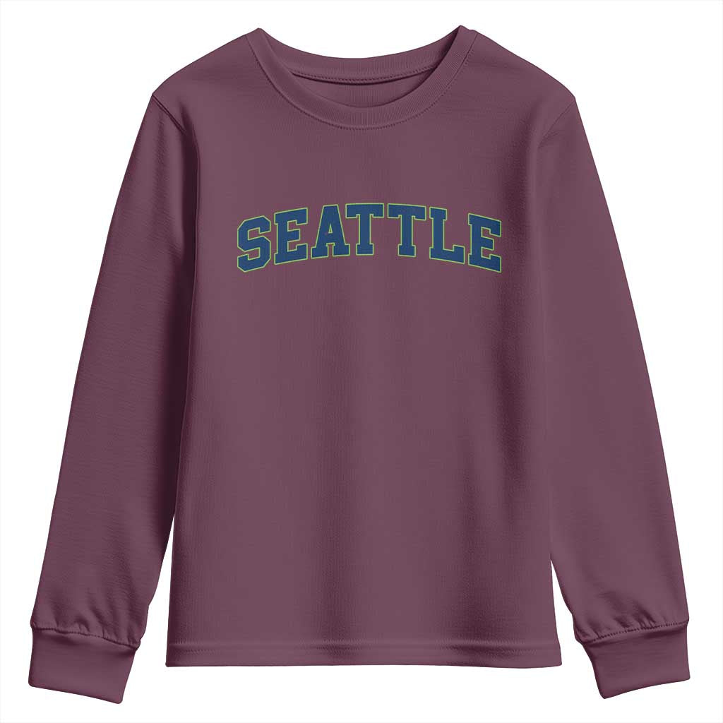 Seattle Fan Youth Sweatshirt Vintage Athletic Sports City Game Day TS11 Maroon Print Your Wear