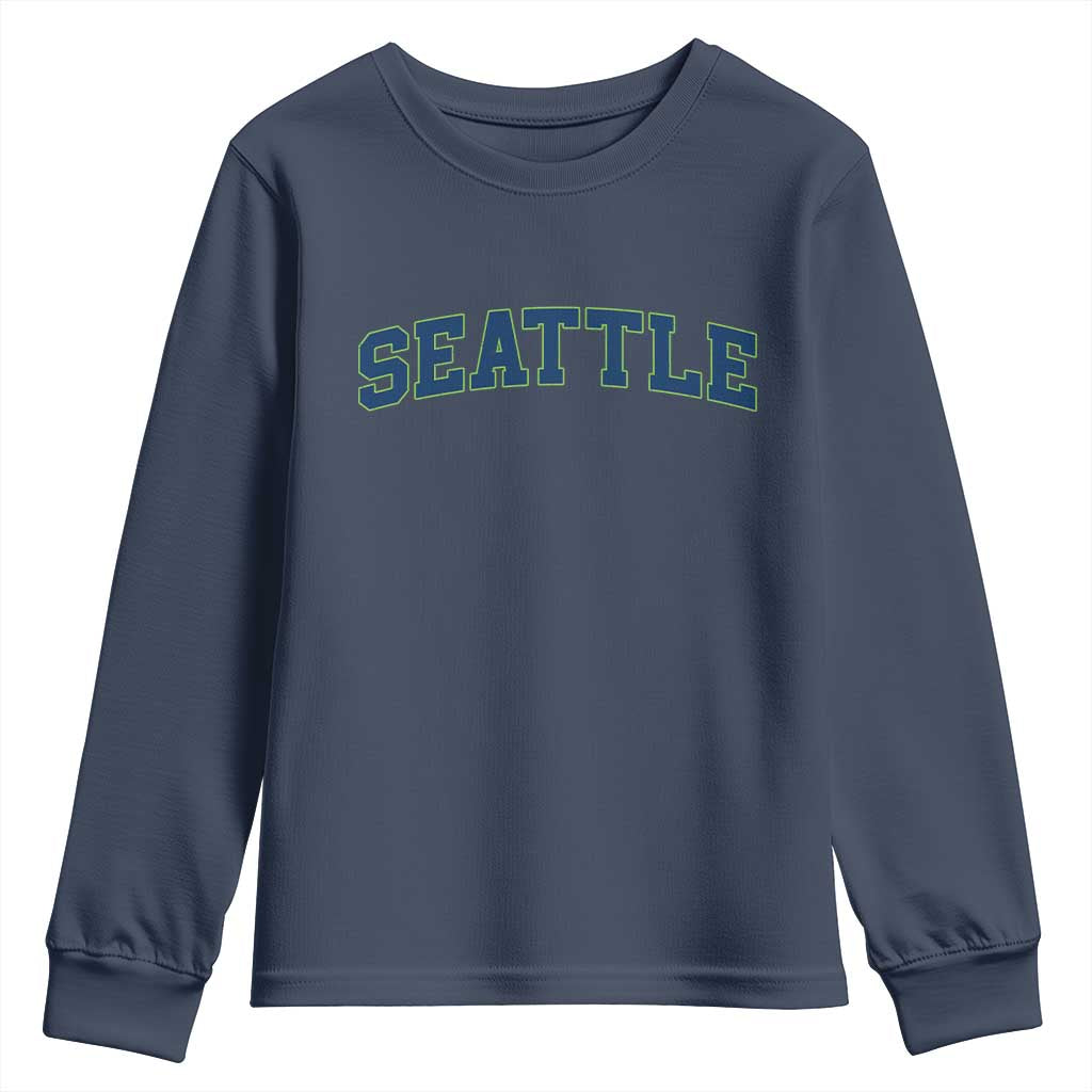 Seattle Fan Youth Sweatshirt Vintage Athletic Sports City Game Day TS11 Navy Print Your Wear