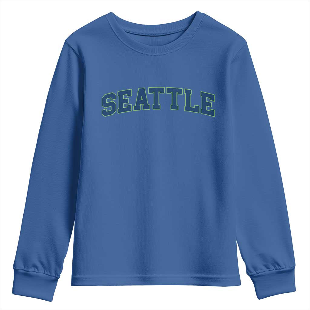 Seattle Fan Youth Sweatshirt Vintage Athletic Sports City Game Day TS11 Royal Blue Print Your Wear