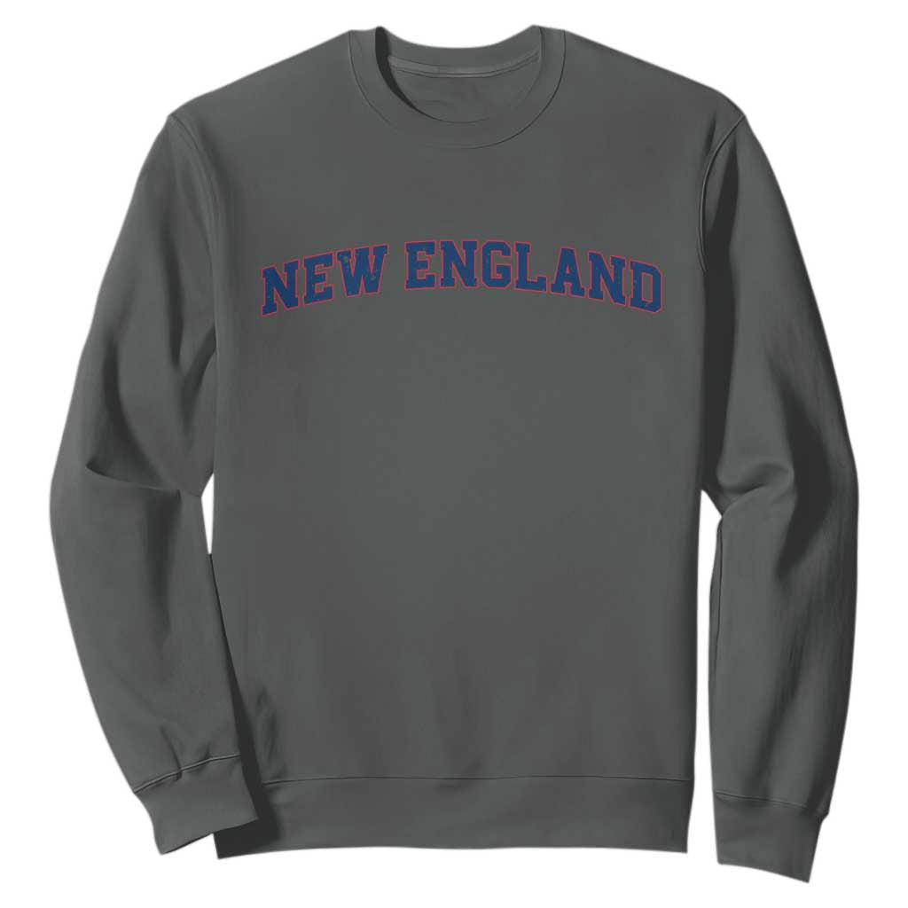 New England Fan Sweatshirt Vintage Athletic Sports Game Day TS11 Dark Heather Print Your Wear