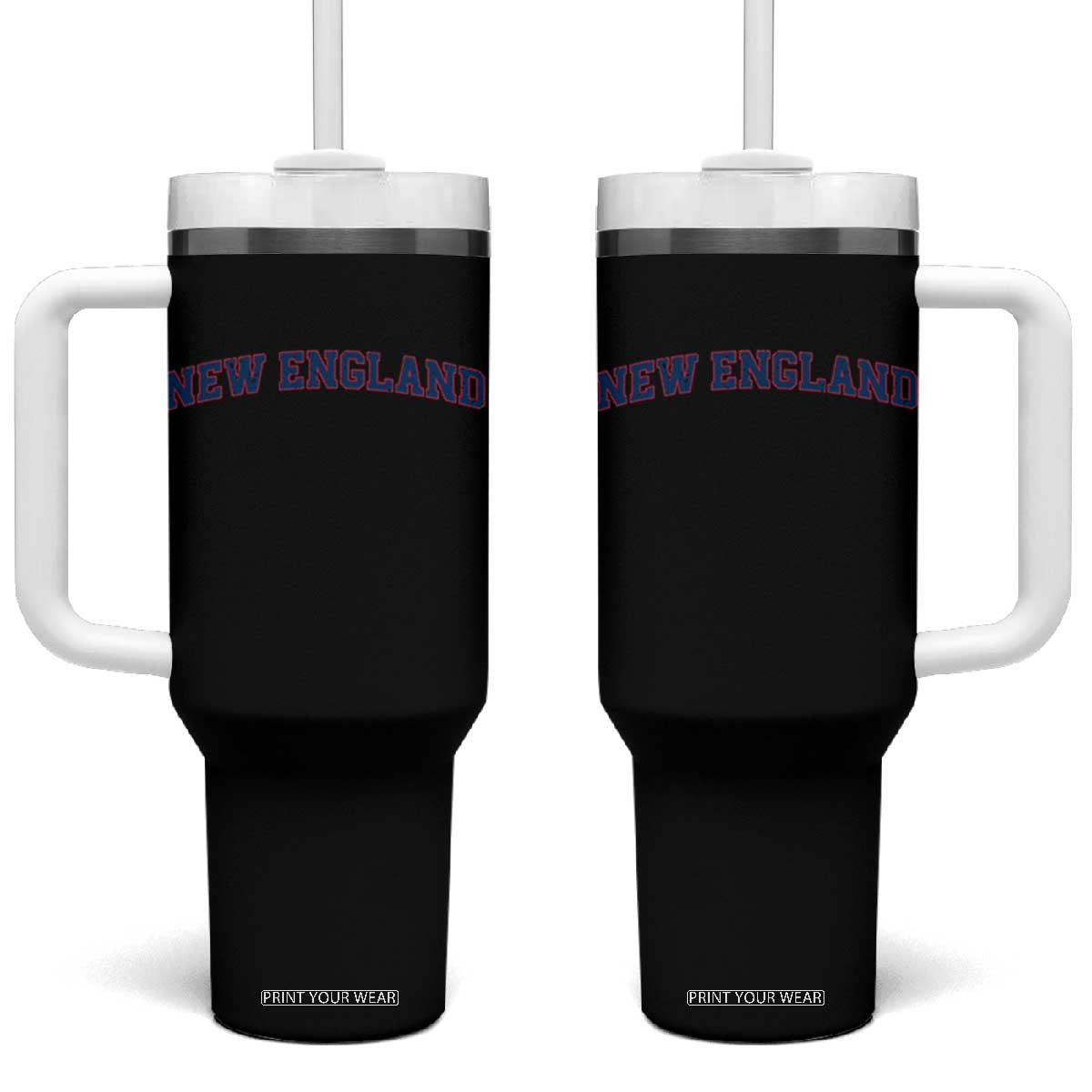 New England Fan Tumbler With Handle Vintage Athletic Sports Game Day TS11 One Size: 40 oz Black Print Your Wear
