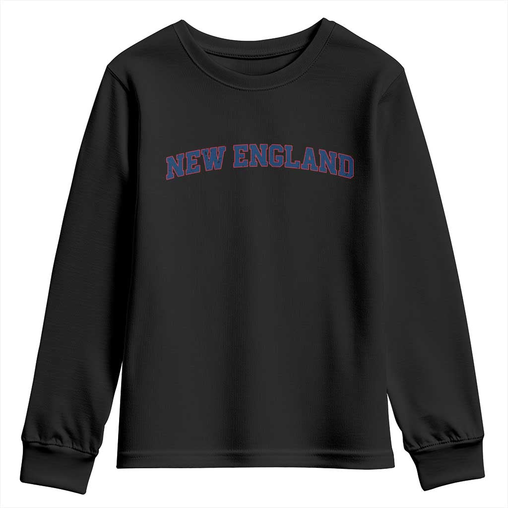 New England Fan Youth Sweatshirt Vintage Athletic Sports Game Day TS11 Black Print Your Wear