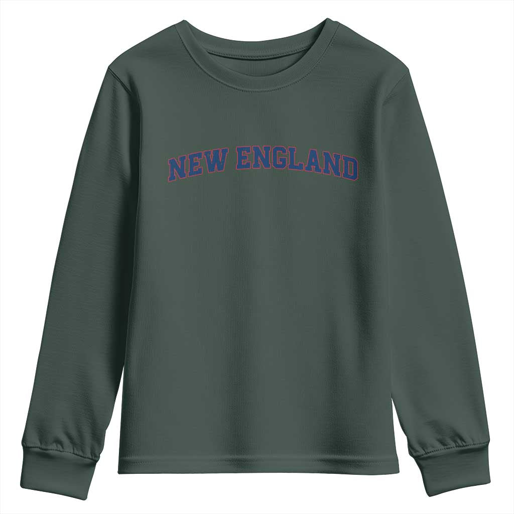 New England Fan Youth Sweatshirt Vintage Athletic Sports Game Day TS11 Dark Forest Green Print Your Wear