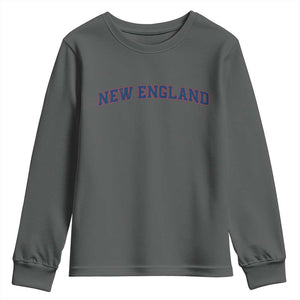 New England Fan Youth Sweatshirt Vintage Athletic Sports Game Day TS11 Dark Heather Print Your Wear