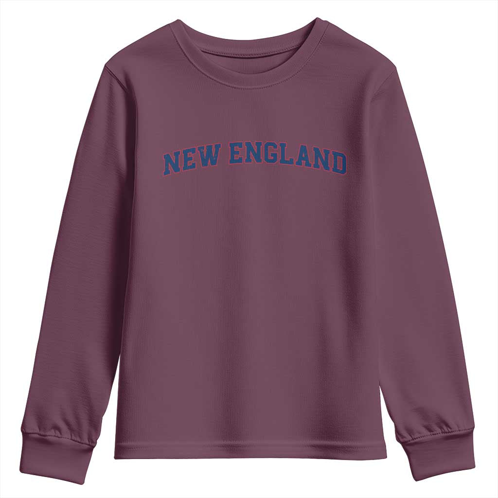 New England Fan Youth Sweatshirt Vintage Athletic Sports Game Day TS11 Maroon Print Your Wear